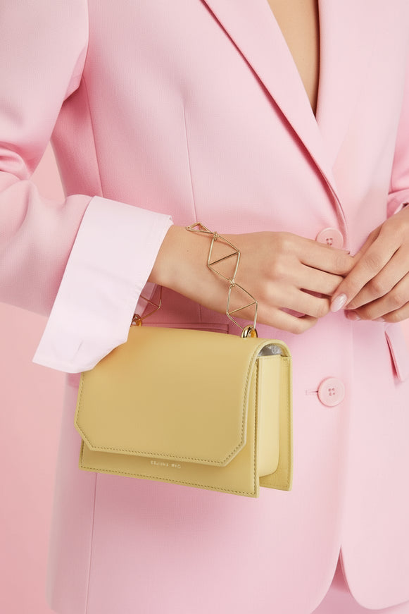 Rejina Pyo Leather Satchel Bag with Sculptural Chain Handle