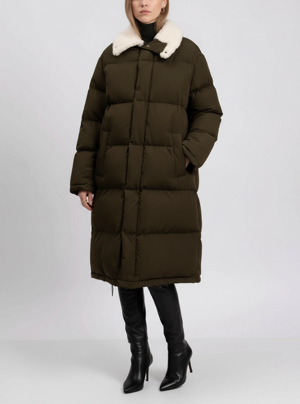 Stand Studio Puffer Jacket with Leather Trim