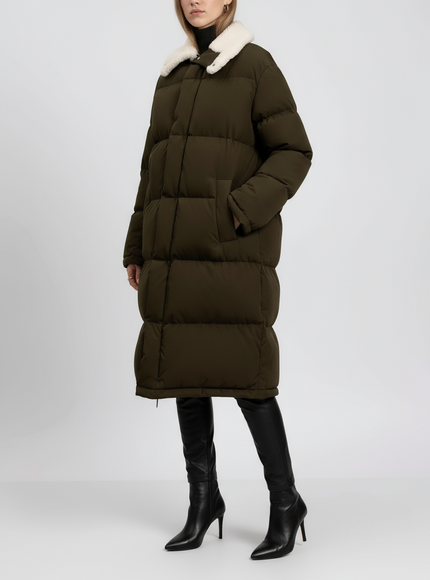 Stand Studio Puffer Jacket with Leather Trim