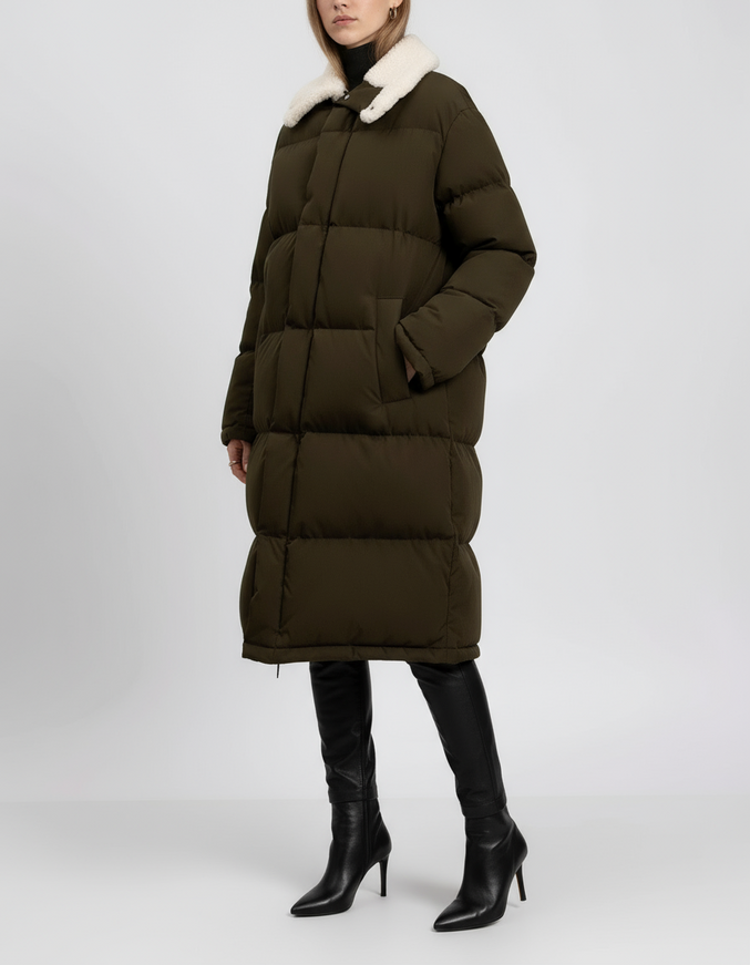 Stand Studio Puffer Jacket with Leather Trim