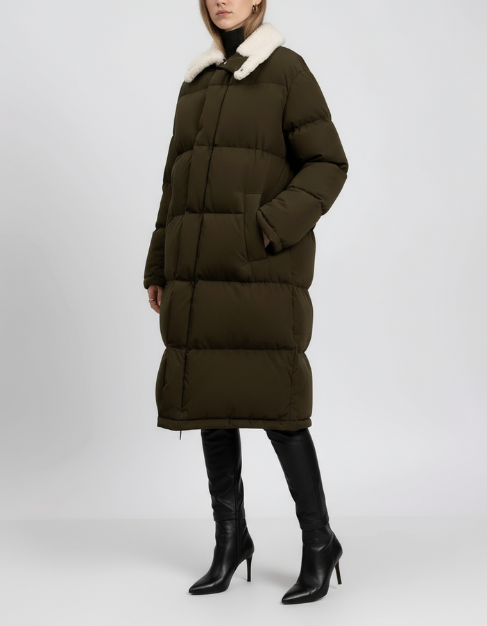 Stand Studio Puffer Jacket with Leather Trim