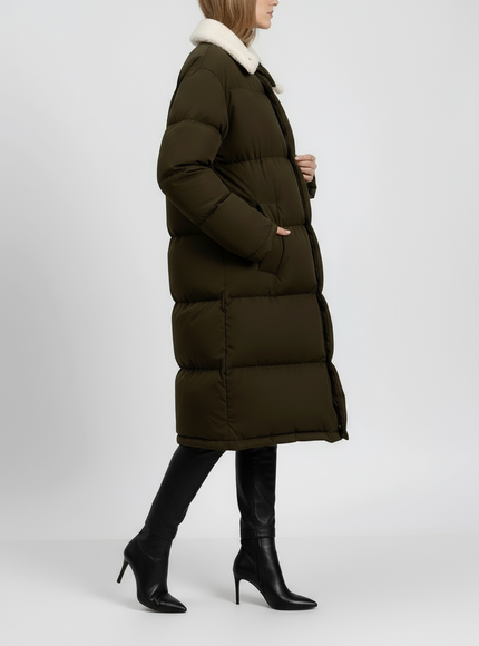 Stand Studio Puffer Jacket with Leather Trim