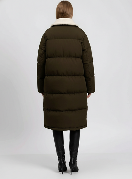 Stand Studio Puffer Jacket with Leather Trim