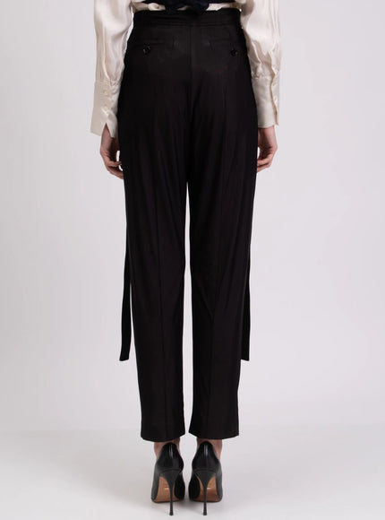 Burberry Black High-Rise Tapered Pants with Side Strap Detail