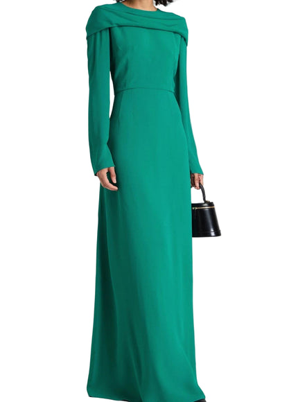 Dolce & Gabbana Long-Sleeve Floor-Length Dress In Green