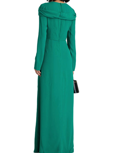 Dolce & Gabbana Long-Sleeve Floor-Length Dress In Green