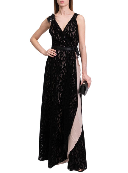 Rita Mennoia Velour and Mesh Evening Dress