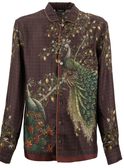 Dolce & Gabbana Peacock Silk Button Down Shirt