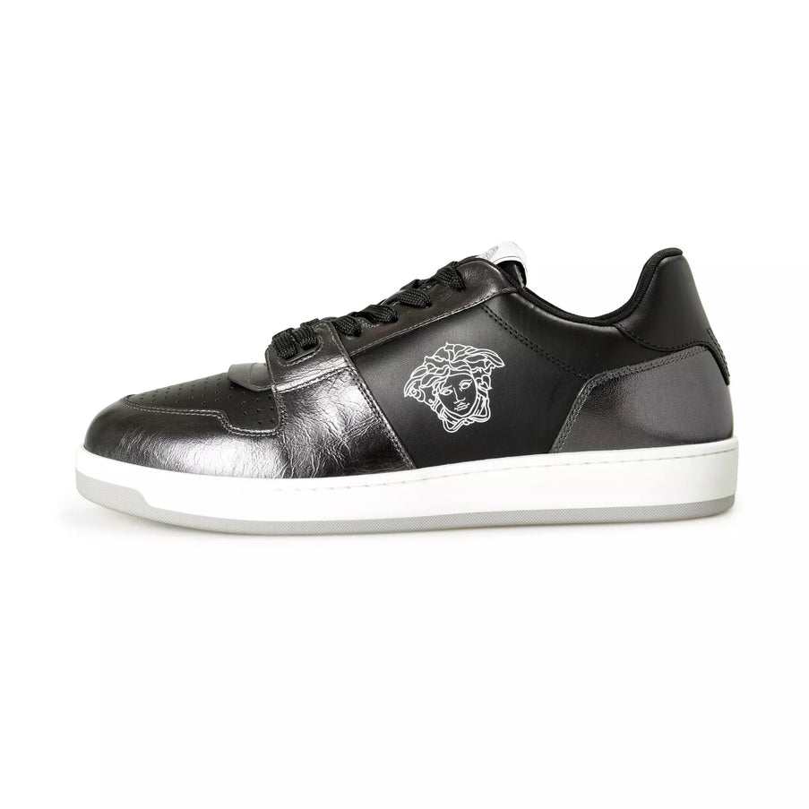 Versace Men's Medusa Logo Black Leather Sneakers