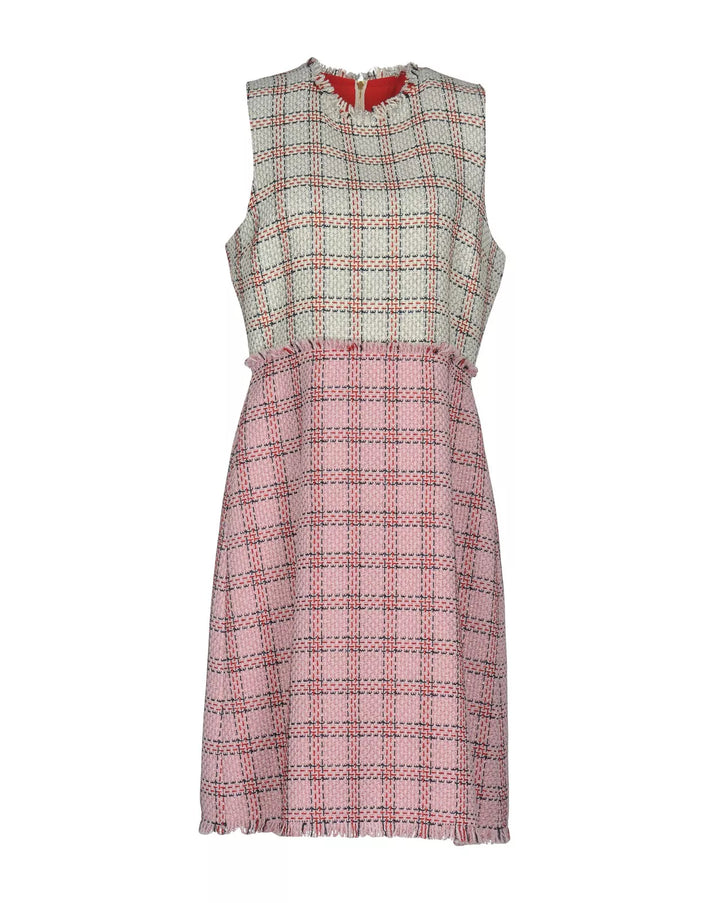 Gucci Pink and Ivory Check Tweed Sleeveless Dress