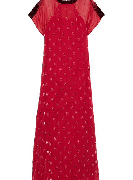 Valentino Garavani Red Embellished Silk Chiffon Gown