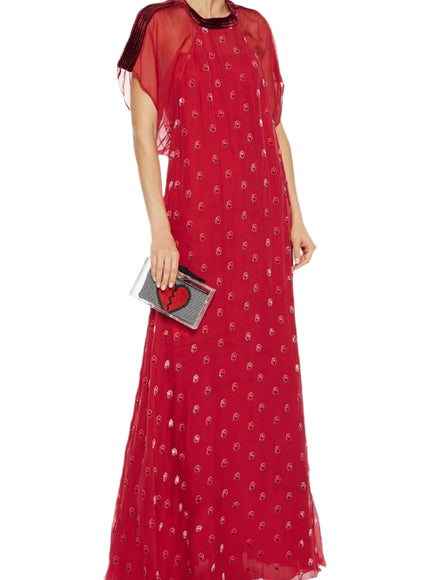 Valentino Garavani Red Embellished Silk Chiffon Gown