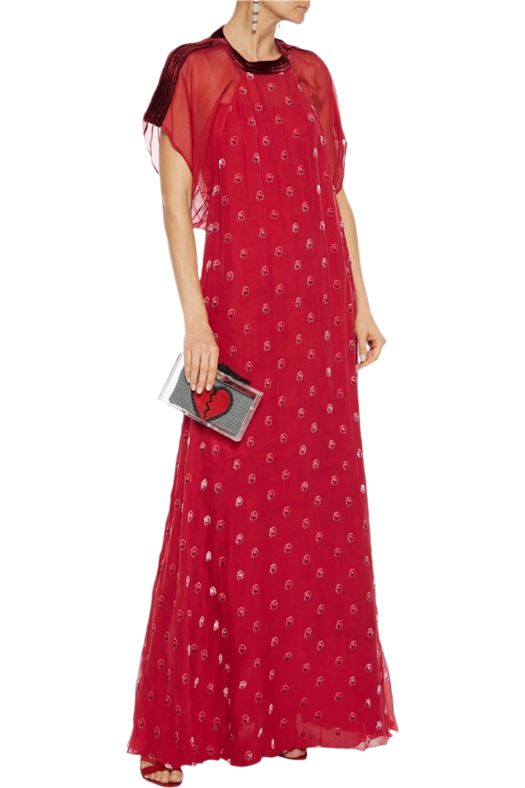 Valentino Garavani Red Embellished Silk Chiffon Gown Ellie Belle Valentino Garavani Red Embellished Silk Chiffon Gown Ellie Belle