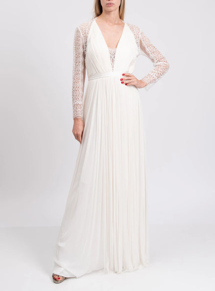 Catherine Deane Pleated Lace-Back Wedding Dress
