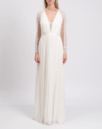 Catherine Deane Pleated Lace-Back Wedding Dress