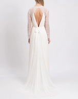 Catherine Deane Pleated Lace-Back Wedding Dress, US 4