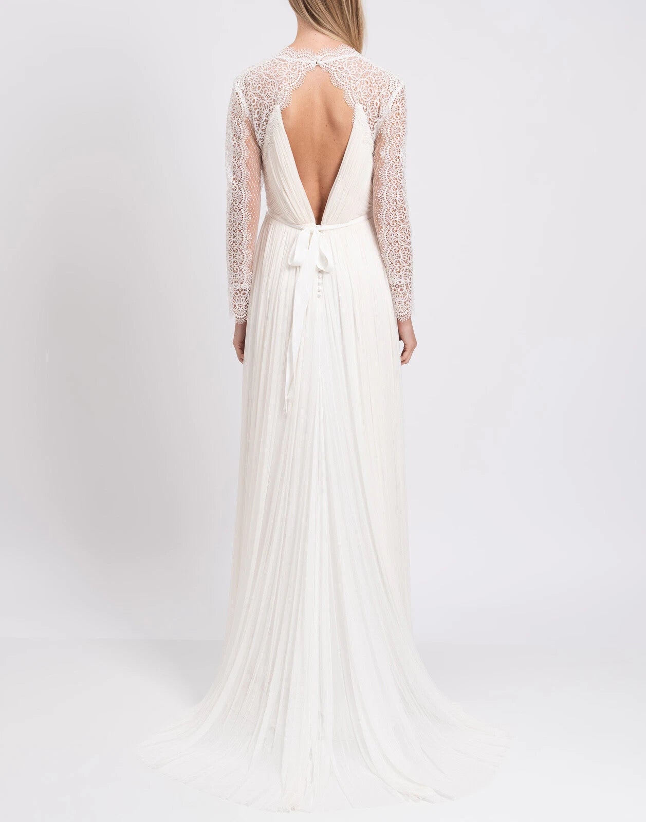 Catherine Deane Pleated Lace-Back Wedding Dress – Ellie Belle