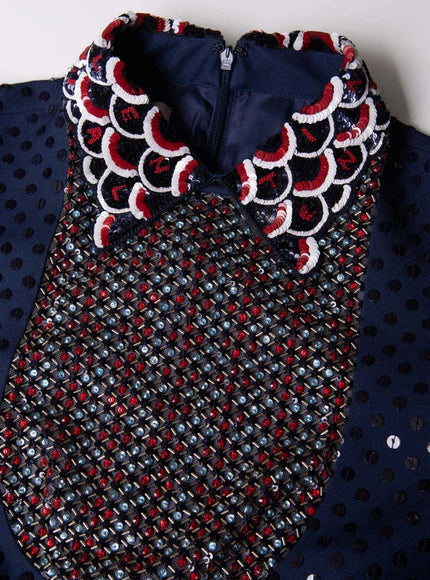 Valentino Navy Sequin Embellished Mini Dress