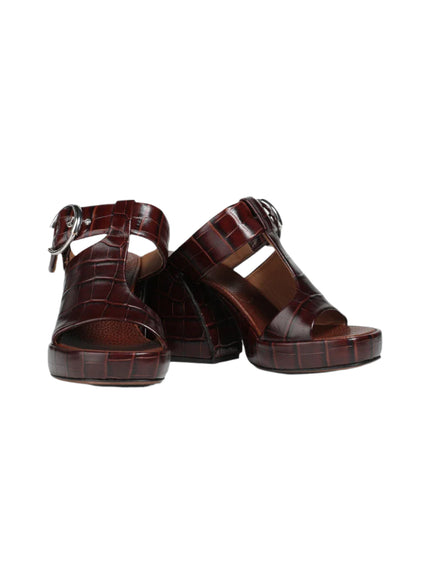 Chloé Wave Croc-Embossed Leather Sandals