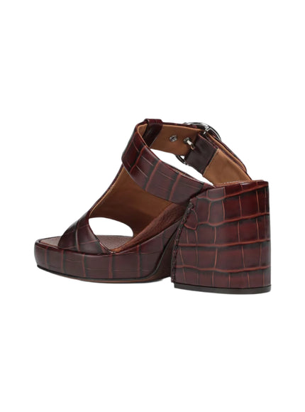Chloé Wave Croc-Embossed Leather Sandals