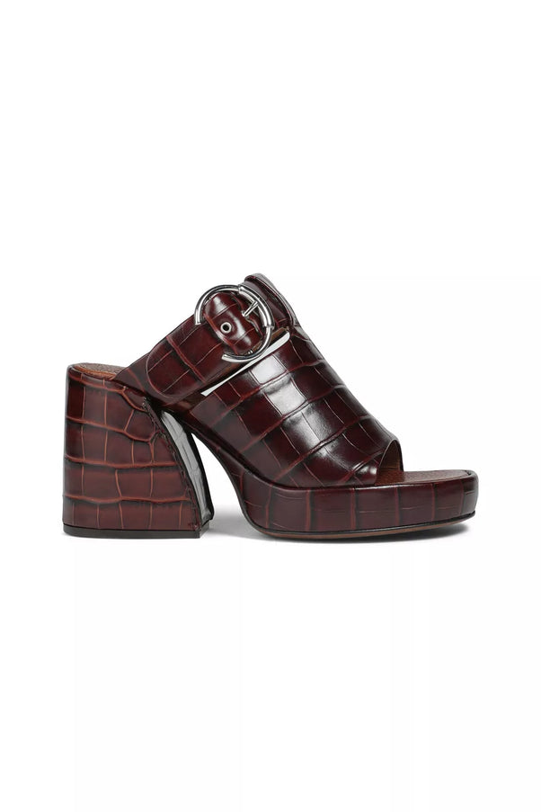 Chloé Wave Croc-Embossed Leather Sandals