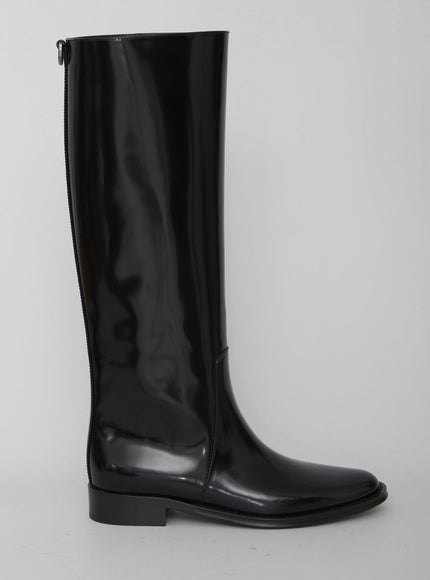 Saint Laurent Hunt Boots In Glazed Leather - Ellie Belle