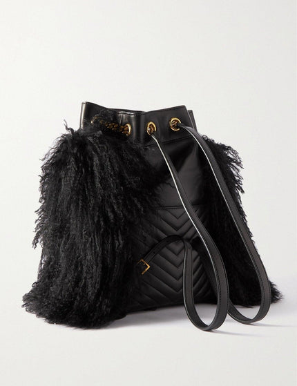 Saint Laurent Joe Shearling-Trimmed Quilted Leather Backpack Black - Ellie Belle