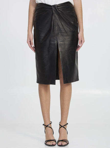 Saint Laurent Leather Pencil Skirt - Ellie Belle