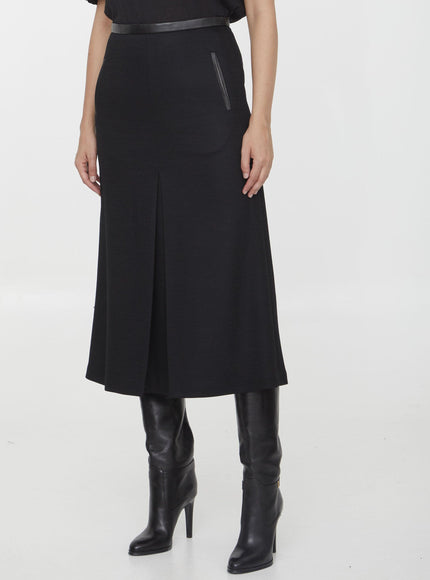 Saint Laurent Midi Skirt In Wool - Ellie Belle