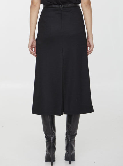 Saint Laurent Midi Skirt In Wool - Ellie Belle