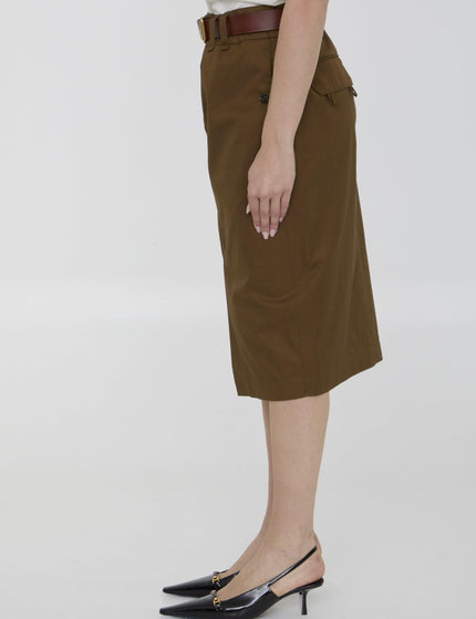 Saint Laurent Saharienne Belted Pleated Pencil Skirt - Ellie Belle