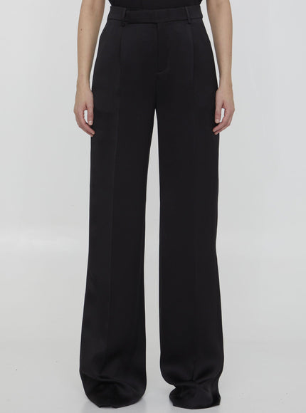 Saint Laurent Satin Flared Pants - Ellie Belle