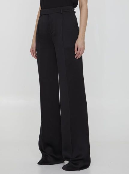 Saint Laurent Satin Flared Pants - Ellie Belle