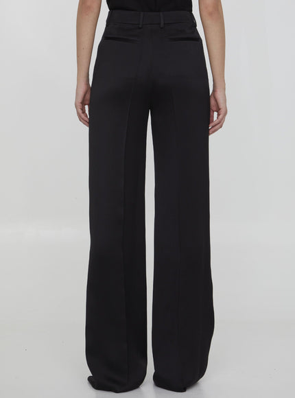 Saint Laurent Satin Flared Pants - Ellie Belle