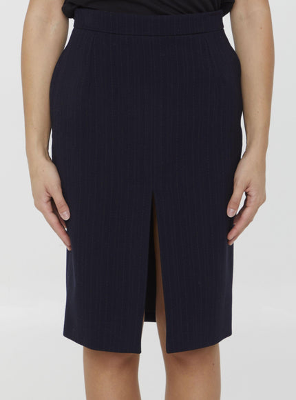 Saint Laurent Striped Wool Skirt - Ellie Belle