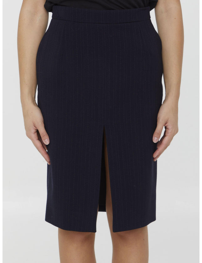 Saint Laurent Striped Wool Skirt - Ellie Belle