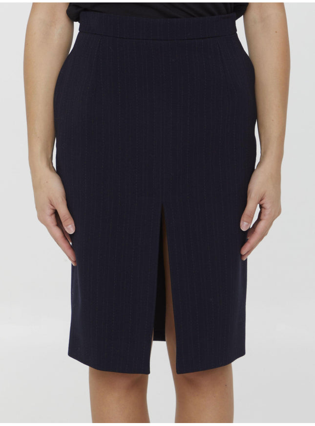 Saint Laurent Striped Wool Skirt - Ellie Belle