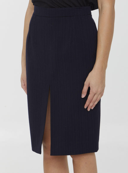 Saint Laurent Striped Wool Skirt - Ellie Belle