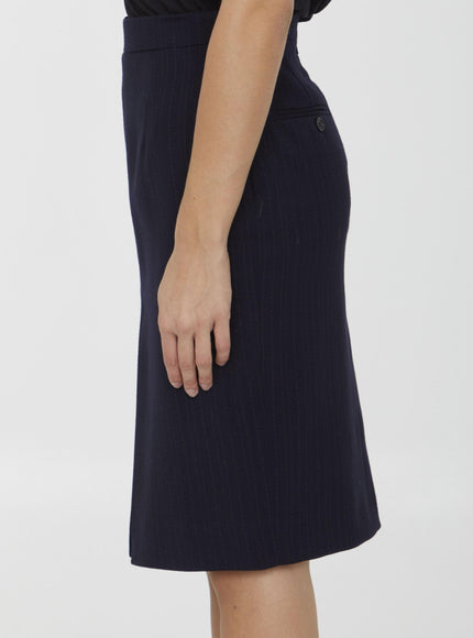 Saint Laurent Striped Wool Skirt - Ellie Belle