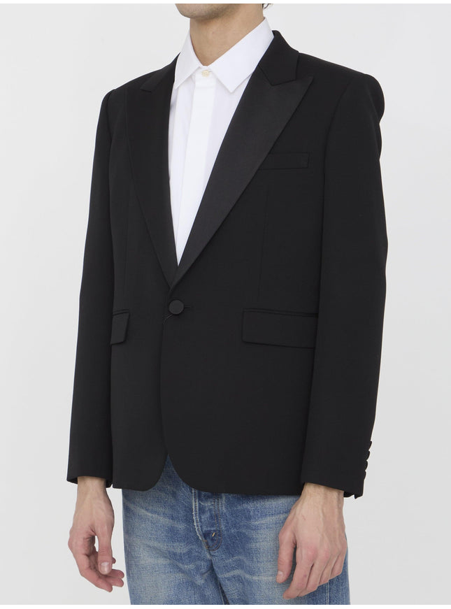 Saint Laurent Tuxedo Jacket In Grain De Poudre - Ellie Belle