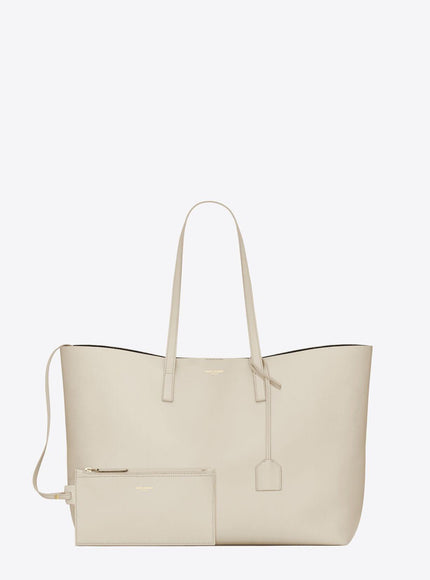 Saint Laurent White Calf Leather Tote Shoulder Bag - Ellie Belle