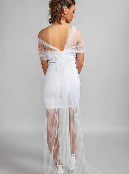 Scarlet Striped Tulle Bridal Wrap