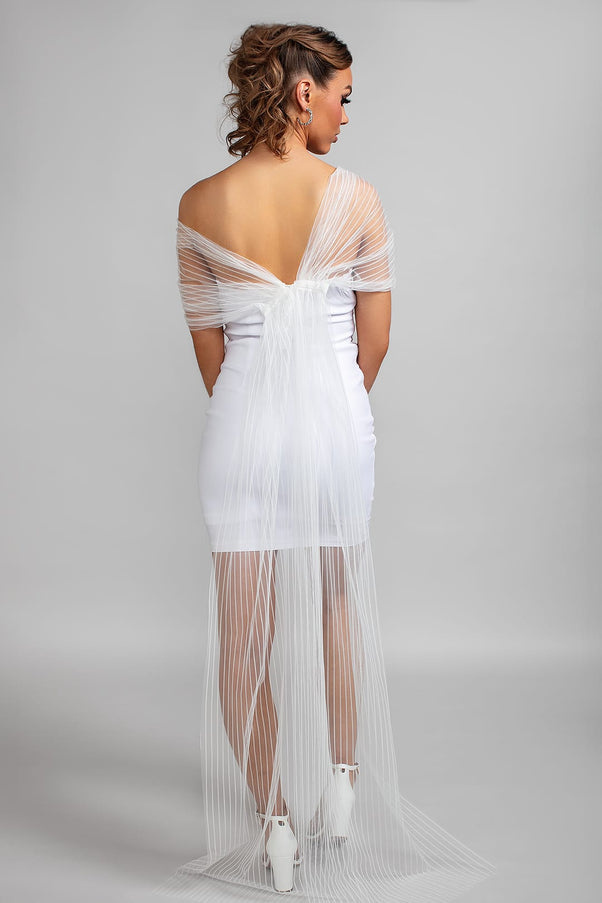 Scarlet Striped Tulle Bridal Wrap