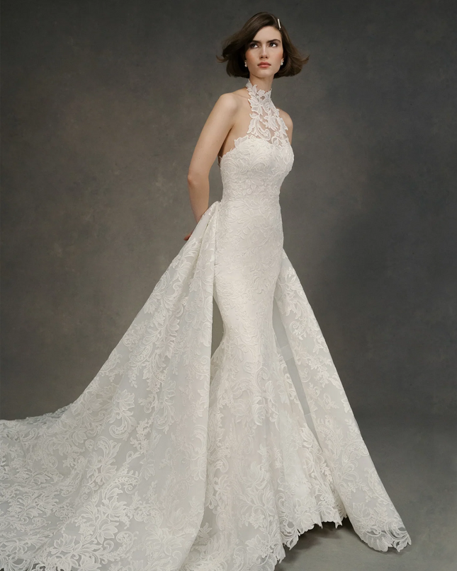 Anne Barge Selena Halter Wedding Gown in Pearl