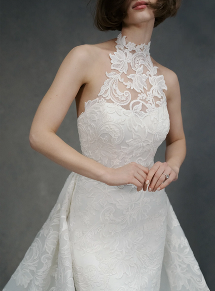 Anne Barge Selena Halter Wedding Gown in Pearl