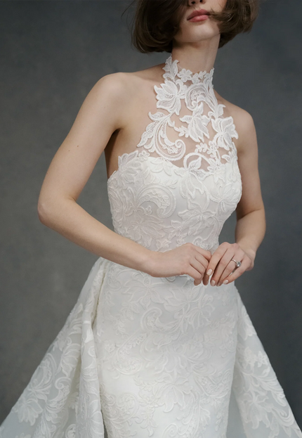 Anne Barge Selena Halter Wedding Gown in Pearl