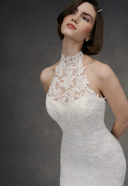 Anne Barge Selena Halter Wedding Gown in Pearl