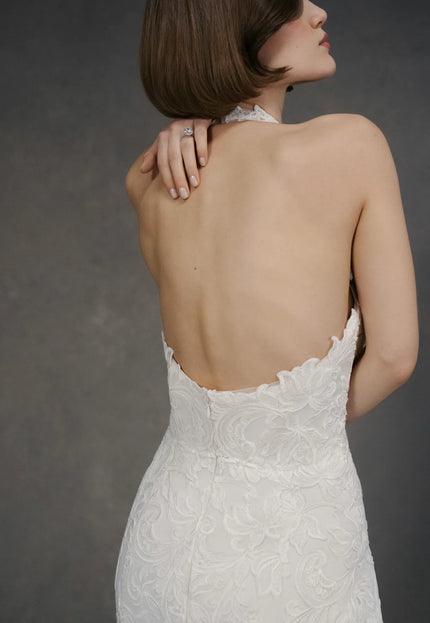 Anne Barge Selena Halter Wedding Gown in Pearl