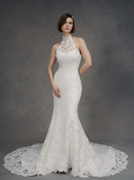 Anne Barge Selena Halter Wedding Gown in Pearl