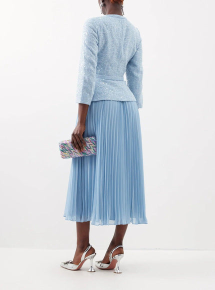 Self Portrait Midi Dress With Pleated Skirt - Ellie Belle